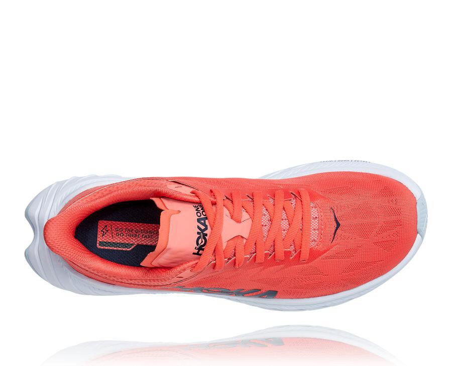 Hoka One One Tenisky Damske Červené/Biele - Carbon X 2 - 83765-LZFA